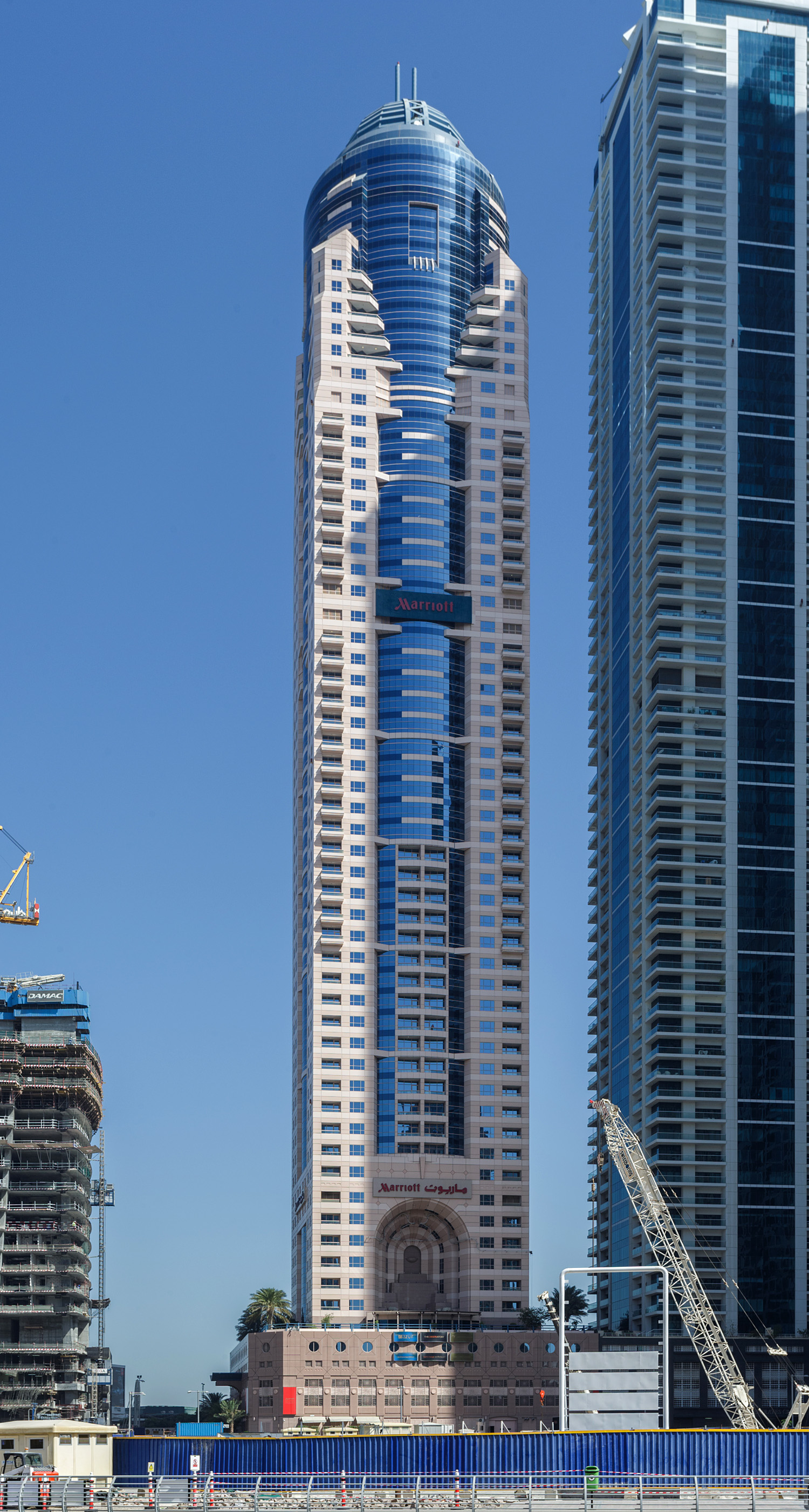 Dubai Marriott Harbour Hotel and Suites  - View from the southeast 
