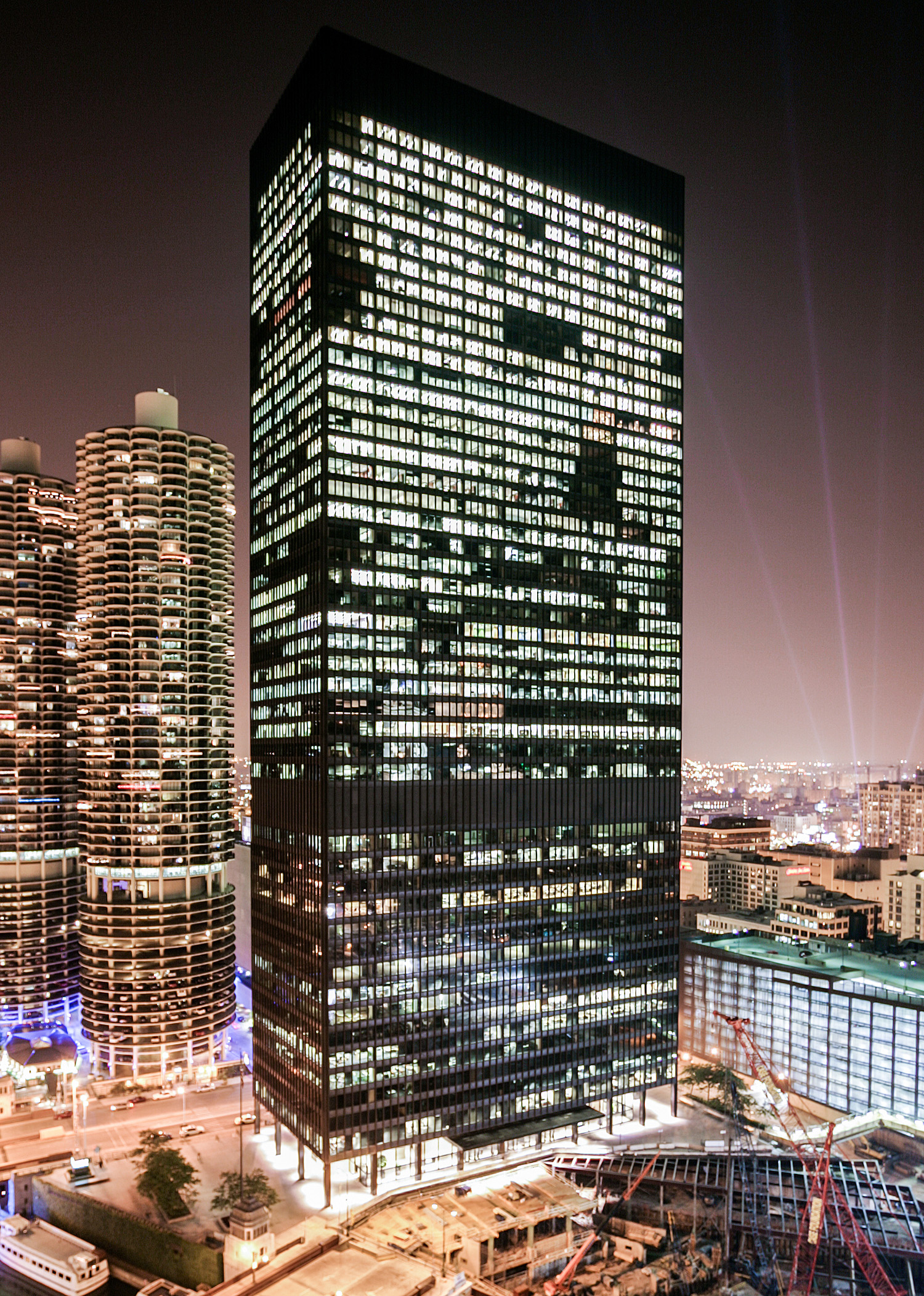 AMA Plaza - Night view from Mather Tower 