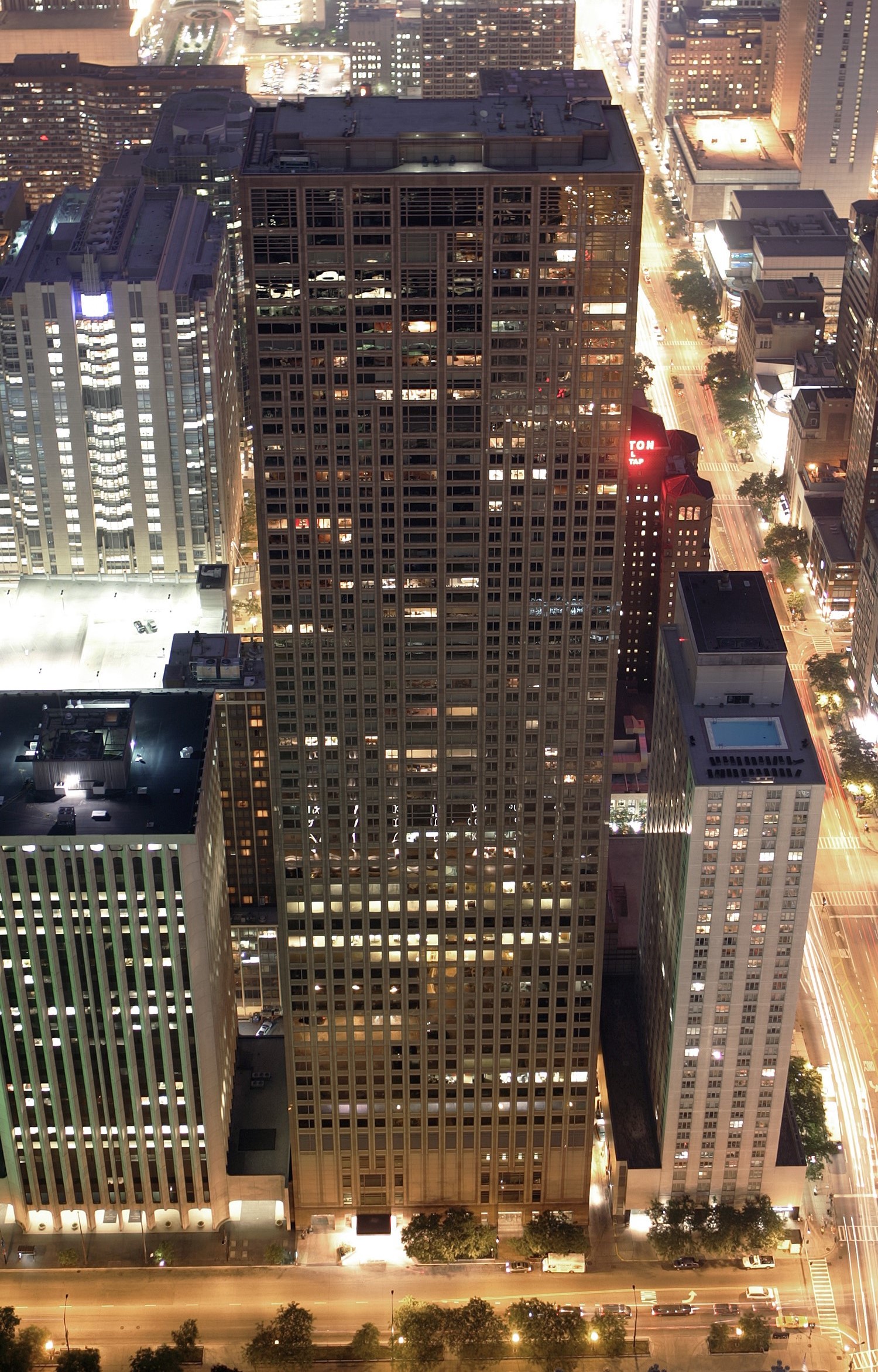 Olympia Centre - Night view from John Hancock Center 