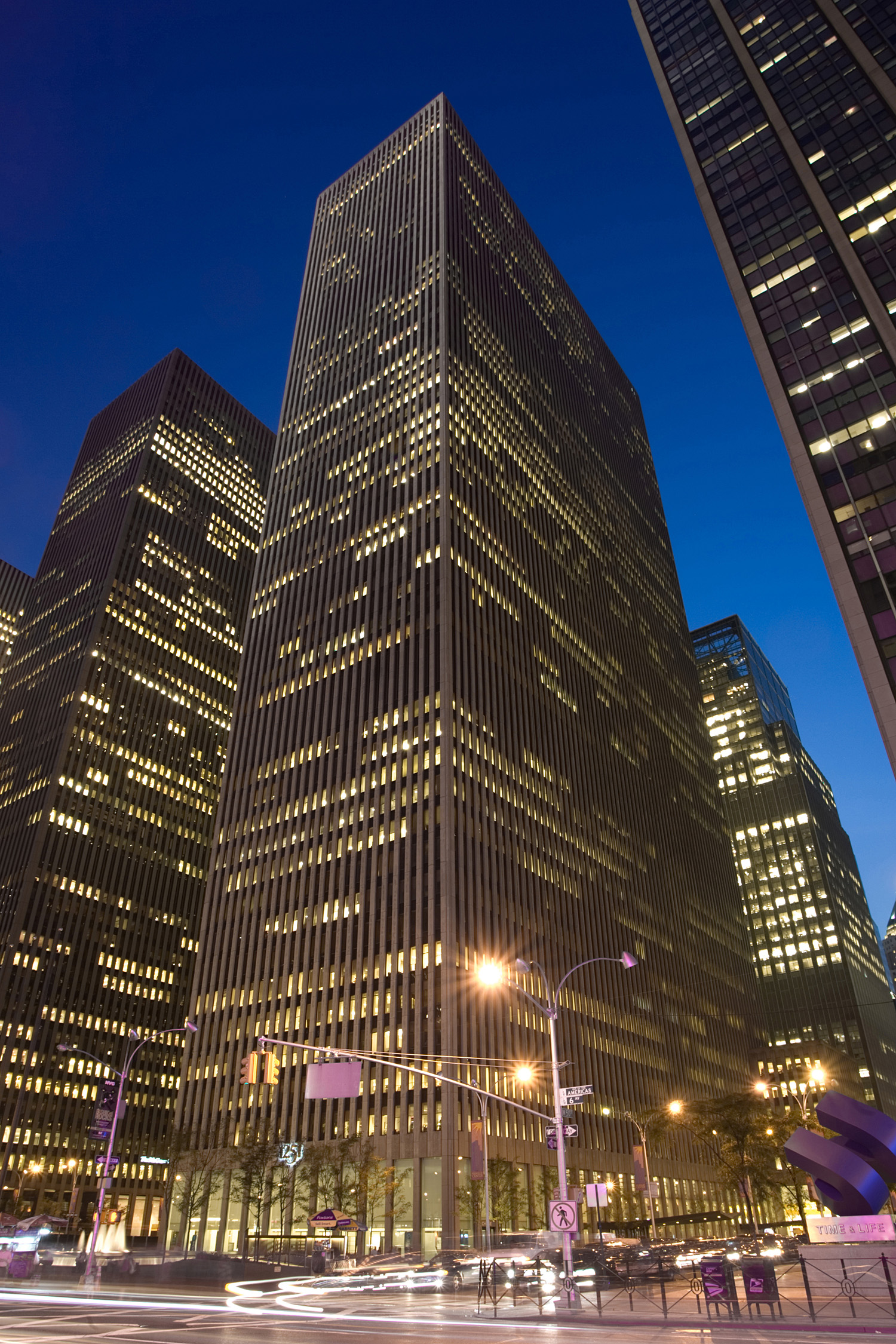 Exxon Building - Night view from the east 