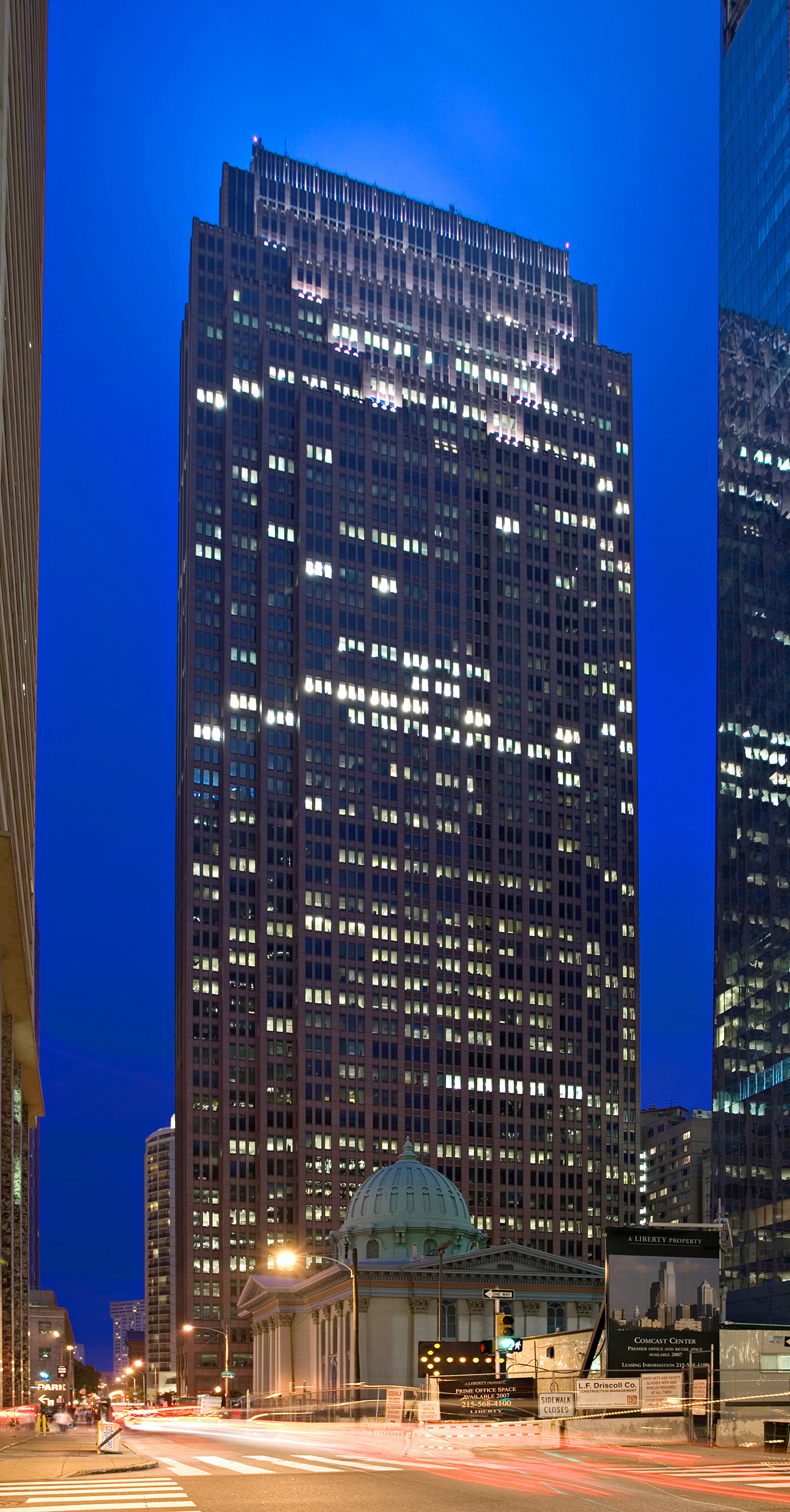 Three Logan - Night view from John F. Kennedy Boulevard 